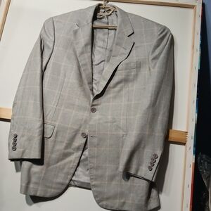 Oxford Light beige Plaid Blazer Silk And Wool 41R Small Flaw See Discption And P